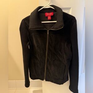 Women's Black Corduroy Jacket with Knit Sleeves